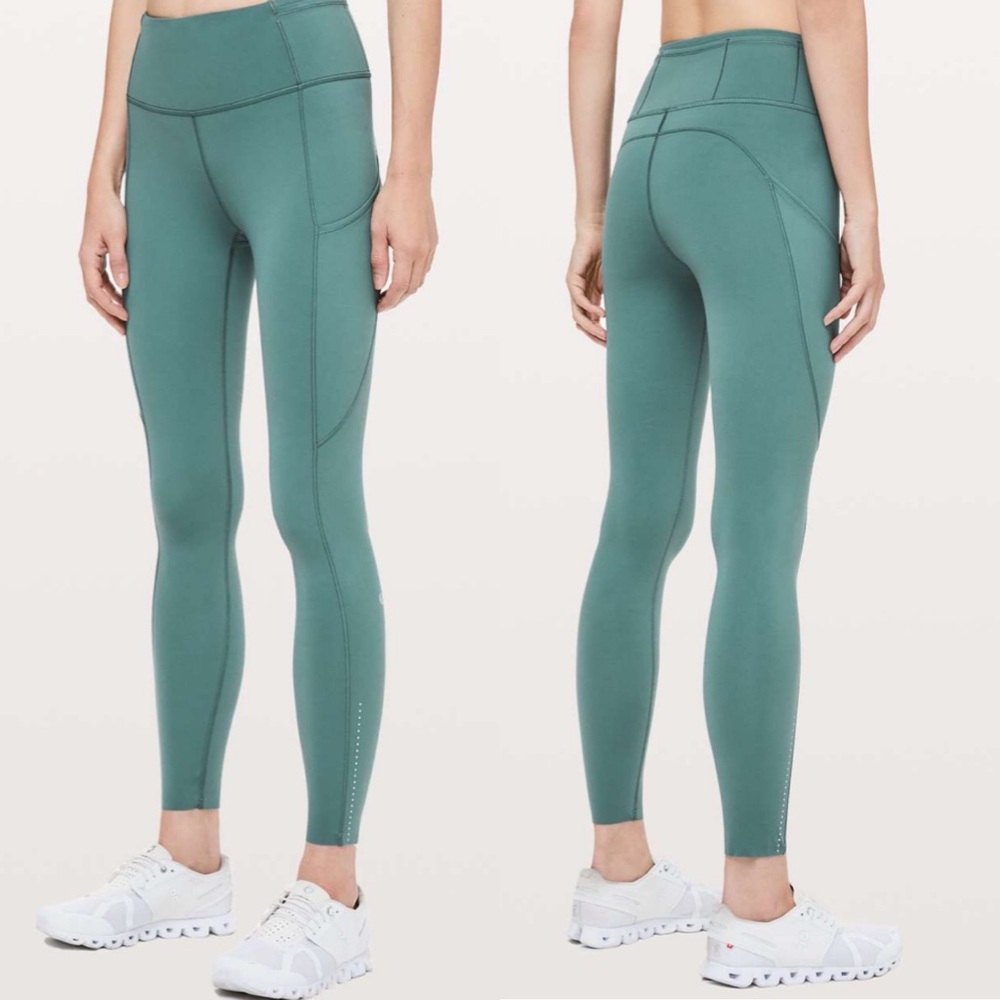 Lululemon Fast & Free 7/8 Tight II Nulux 25” Green Smoke